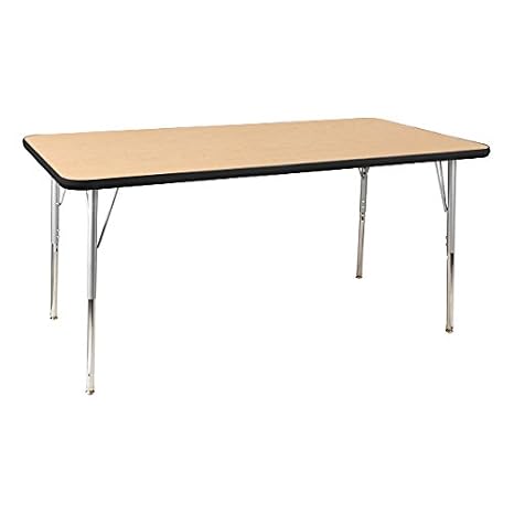 Learniture Adjustable Height Classroom Activity Table, Rectangle Activity Table for School and Home, 24"D x 60"W x 30"H, Maple/Black
