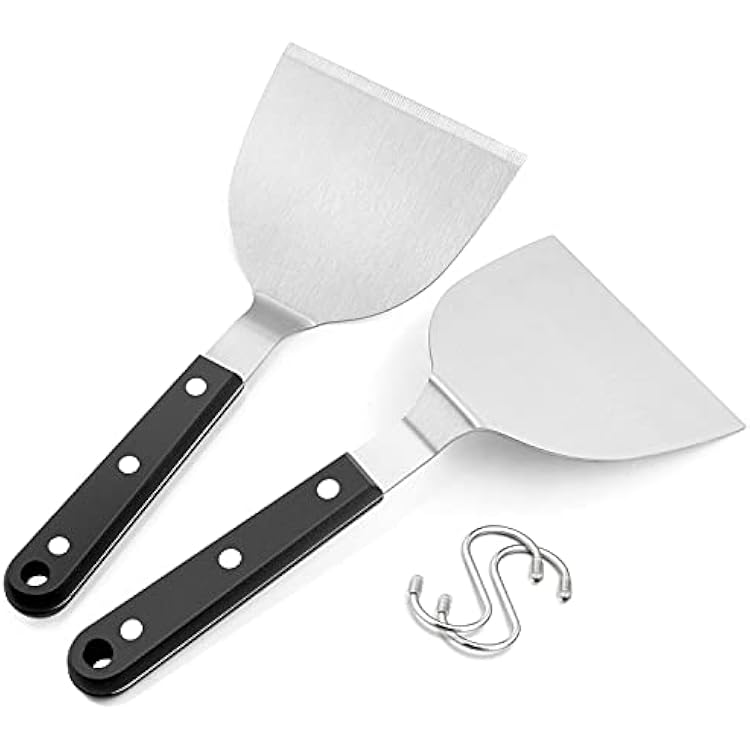 Metal Spatula Set of 2, HaSteeL Stainless Steel Griddle Spatula Turner with ABS Plastic Handles, Professional Griddle Tools for Flat Top Teppanyaki Cooking Grilling Indoor & Outdoor, Dishwasher Safe