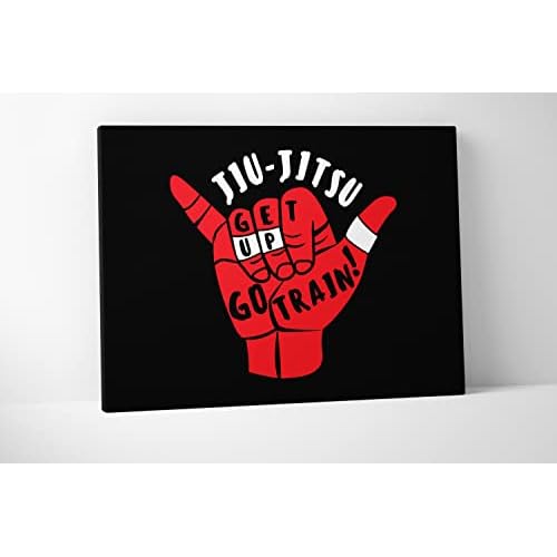 Damdekoli Get Up Go Train Poster - Wall Art Brazilian Jiu Jitsu BJJ - Motivational - Martial Arts - Jujitsu 12 x 18 Inches - Canvas
