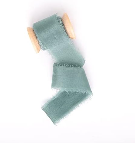 5M/Roll, 100% Silk Ribbon with Wood Spool Luxury Wedding Ribbon with Frayed Edges Shade Ribbons Sample Swatch Chart for Wedding Invitations, Bouquets, Gift Wrapping (Color : Colour1)
