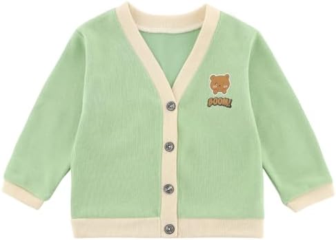 Kids Cardigan for Baby Girls & Boys, V-Neck Baby Sweatshirt Coat with Button for Spring & Autumn