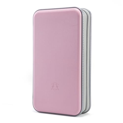alavisxf xx CD Case, 96 Capacity Hard Plastic DVD Disc Storage Case Holder with Zipper - Portable, Light Pink