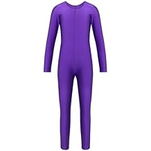 YEAHDOR Girls Kids Long Sleeve Gymnastics Ballet Dance Unitard One Piece Full Body Leotard Bodysuit Zentai