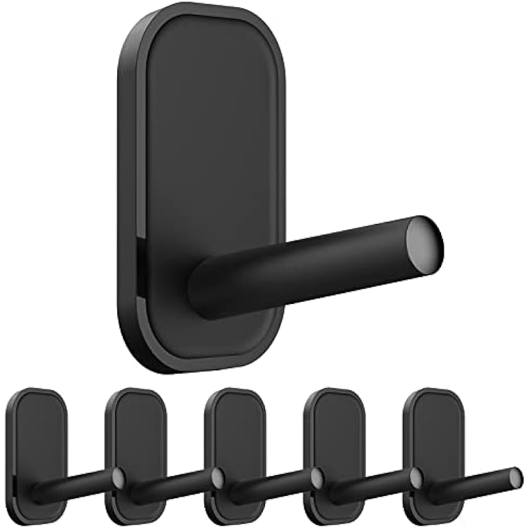 INNPLUS 6-Piece Adhesive Hook Set - Self-Adhesive Wall Hooks for Towels, Coats, Hats, Scarves & More Black