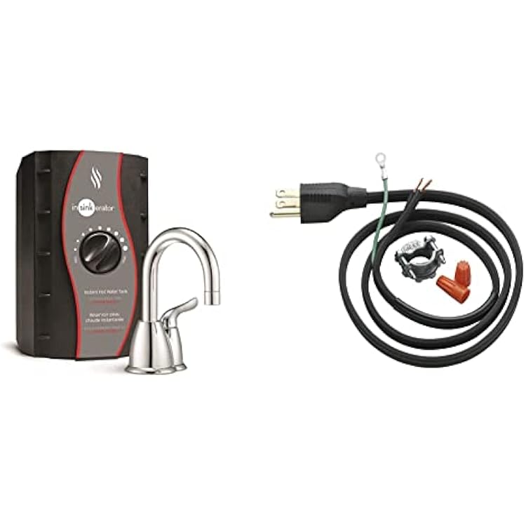 InSinkErator H-HOT150C-SS HOT150 Instant Hot Water Dispenser System-Faucet & Tank, Chrome & Garbage Disposal Power Cord Kit, CRD-00, Black, Pack of 1