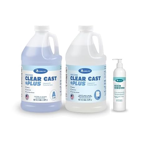 Alumilite Amazing Clear Cast Plus 1 Gal with Amazing Resin Remover 12 Oz | High-Gloss Epoxy Resin Kit, Eco-Friendly Remover for Wood, Table Top, Countertop, Arts and Crafts