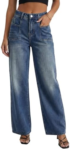 EMMIOL Baggy Jeans for Women, Wide Leg Jeans Plus Size Boyfriends Denim Pants, Y2K Vintage Style