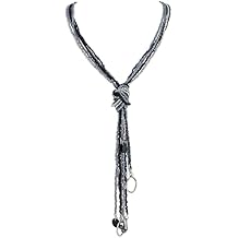 Coiris Long Seed Beaded Multi Strand Necklace,10 Multiple Statement Long Bib Necklace with Tie Knot for Women and Girls Jewelry