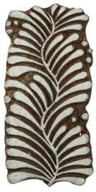 Handcarved Printing Block Wooden Texile Stamp Leaf Brown Stamp Blockprint