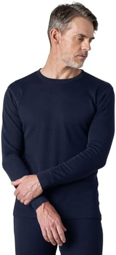 LAPASA Men 100% Merino Wool Shirt Base Layer Lightweight Thermal Top Long Sleeve Hunting Undershirt Warm Soft Long John M29 Large Blue Navy Teal-Lightweight
