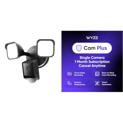 WYZE Floodlight v2 Black Cam Plus Monthly, Covers 1 Camera, Auto-Renews at $2.99Month,Activation Required, Cancel Anytime