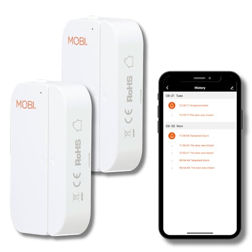 MOBI Smart Door and Window Sensor Alarm [2 Pack] - Sensor Control Devices, Open Entry, Alarm Sensors for Windows and Doors