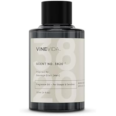 VINEVIDA [4 Oz] Scent No. 3820 Inspired by Sauvage Elixir Men; Fragrance Oil for Candle Making and Soap Making - Premium Candle Scents for Soy Candles