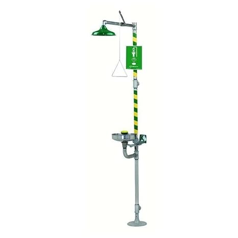 Haws 8300-8309 Combination Emergency Shower and Eye/Face Wash with Axion MSR Showerhead, Green/Silver