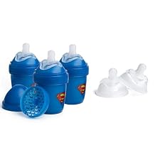 Superman DC Comics - Herobility Double Anti-Colic Baby Bottles 5 fl oz/140ml 3-Pack & X-Small Silicone Nipples Pack of 3