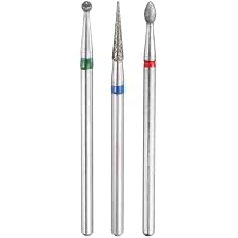 HARFINGTON 3pcs Diamond Grinding Bit Set 2mm Ball 2.3mm Oval 2.2mm Tapered 2.35mm Shank Stone Sanding Drill Bits Rotary Tool for Ceramic Glass Nails Grinding Polishing