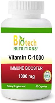 Biotech Nutritions Vitamin C-1000 1000 Mg 60 Vegetable Capsules, 60 Count