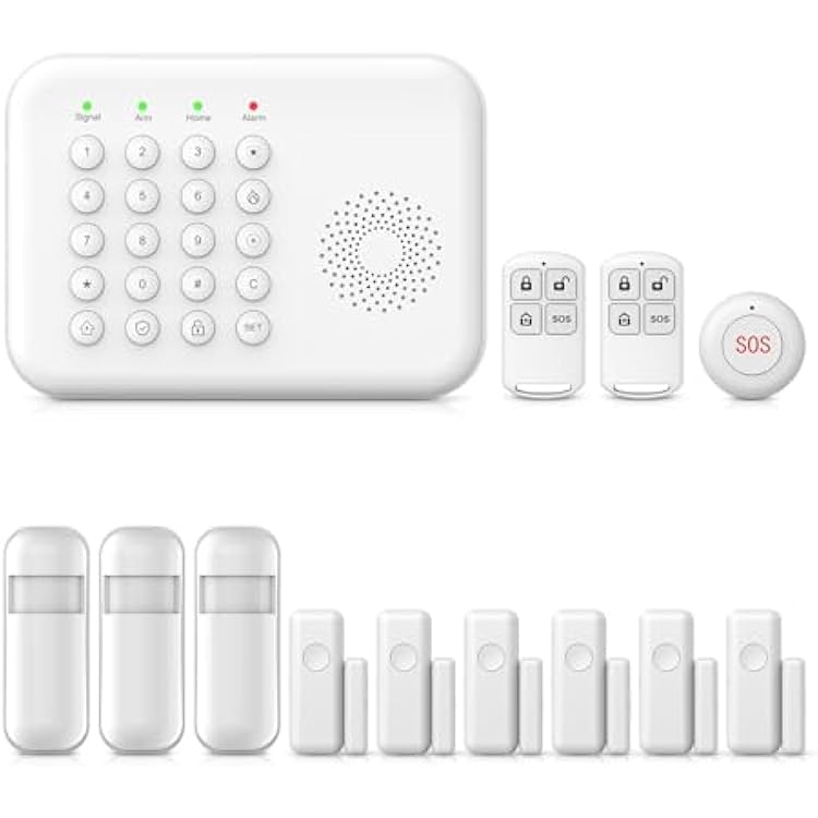 PGST Wireless Alarm System,Smart GSM 4G Home Security System with DoorMotion Sensors,Tuya APP Alerts,Compatible with Alexa&Google Assistant for Home,Villa,Apartment,Kids Safety,Pets