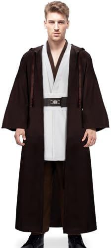 Adult Tunic Costume Cloak for Jedi Outfit Men Knight Hooded Robe Cape Pants Full Set Suit Halloween Cosplay Uniform