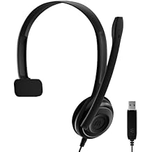 EPOS PC 7 USB Wired Headset Lightweight Noise-Cancelling Boom Mic, Wideband Audio, Plug-and-Play USB-A, Crystal-Clear Calls for Skype, Zoom & Teams Compatible with Windows, macOS, Chromeboo, Black