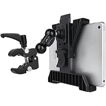 iTODOS Tablet Holder for Spin Bike, Stroller,Treadmill,Golf Cart, Wheelchair,Stationary Bike,Microphone Stand, Adjustable 7~11" Tablet Clip Fits iPad,Samsung Galaxy Tab, Google Nexus, Fire HD and GPS
