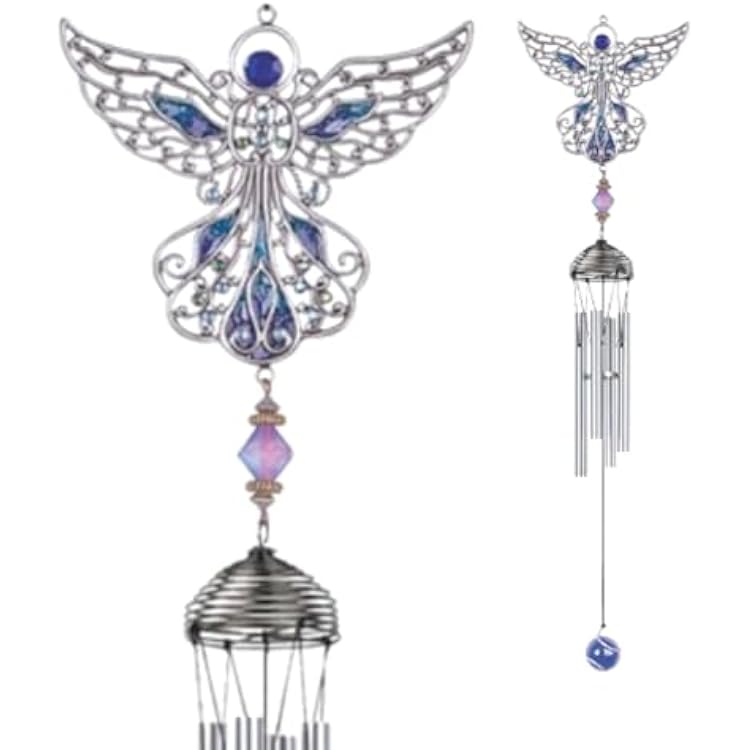 StealStreet Wind Chime Pewter And Gem Angel Hanging Garden Decoration Collection SS-G-99945