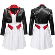 DAZCOS Women's Cosplay Anime Dance Costume Full Sets Outfit Black Jacket with Dress for Christmas Halloween Party