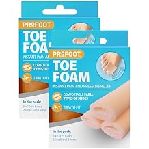 Profoot Toe Foam - Corn and Bunion Protectors Soft Foam Toe Tubes for Relieving Pain Caused by Pressure and Friction 2 Pack (6 Tubes) - 3 Tubes – 2 Small and 1 Large
