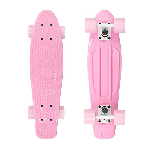 Pink Skateboard with Pink Wheels Cruiser Board 22 Complete for Adult and Beginners AZM