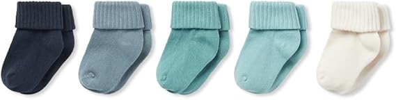 MORI Baby Comfy Ribbed Socks for Boys and Girls - Soft Unisex Infant Elasticated Mid Cut Sock - Pack of 5