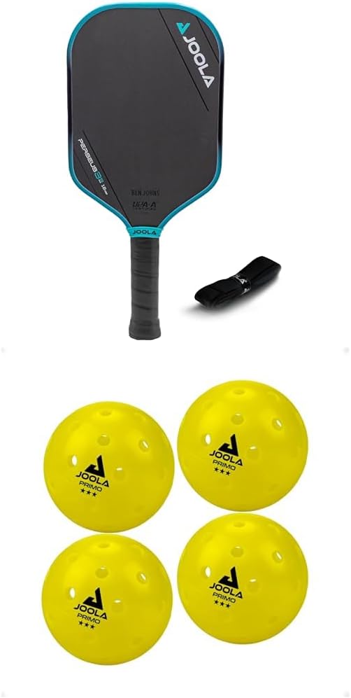 JOOLA Ben Johns Perseus 3S 16mm Pickleball Paddle w/Propulsion Core, Charged Carbon Surface, Elongated Shape, Large Sweet Spot, NFC Chip, USAPA Certified + JOOLA Primo Indoor/Outdoor Pickleball Balls