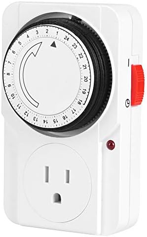 Mechanical Timer Socket 24Hour Cycle Timing Controller Socket Mechanical Outlet Timer US Plug 125V for Home, Kitchen, Office Electrical Appliances