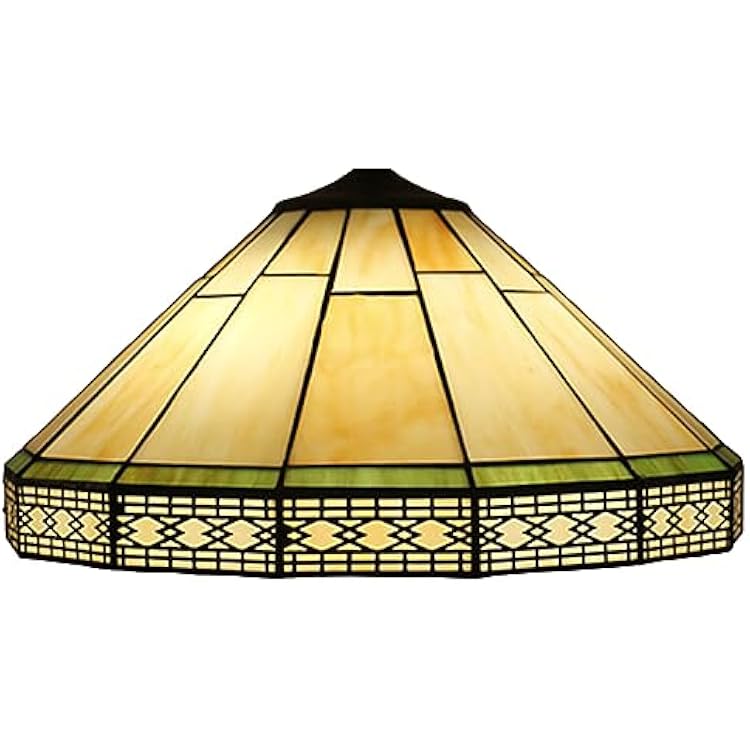 Mission Tiffany Lamp Shade 16 Inch Wide Accessories Replacement, Amber beige Stained Glass Lampshade Only for Table Lamp Floor Lamp Pendant Light Ceiling Fixture,A