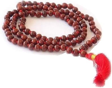 IS4A Raktachandana Red Chandan Sandalwood Mala 108 +1 Prayer Beads Rosary