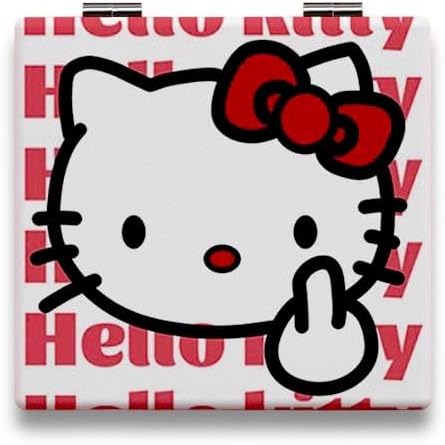 KOZUKI Kitty Compact Mirror - Pink Magnifier Mirror - 2.6"L x 2.7"W - Wall Mounted - Cat Theme - 2-Sided - Makeup Application