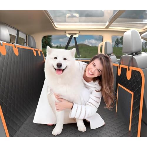 Toffos Dog Car Seat, Extra Stable Backseat Extender for Dogs with Hard Bottom, Waterproof and Foldable Design, Pet Car Seat with Breathable Mesh Window, Orange