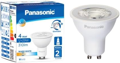 PANASONIC GU10 LED DİMLi LAMBA, SICAK BEYAZ IŞIK 4W 310LM 3000K [Enerji Sınıfı F]