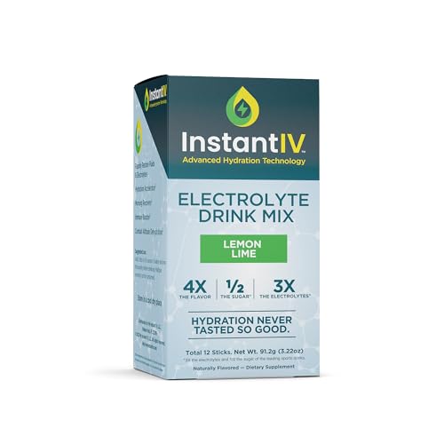 Electrolytes Powder - 3X Electrolytes,12 Sugar with Vitamin C, B3, B6, Electrolytes Powder Packets for Hydration, Recovery & Immunity, Vegan & Gluten Free | Lemon Lime - 12 Packets