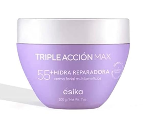 Esika Triple Accion Max Crema Facial Multibeneficios 55+ Con Calcio, Biofirm y Complejo Antioxidante 7.0 oz. (200)