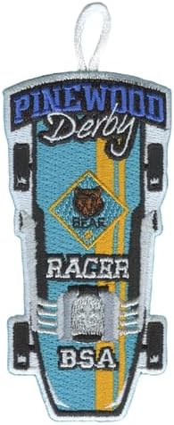 Pinewood Derby Racer Patch - Bear Retro - Fully Embroidered - ClassB