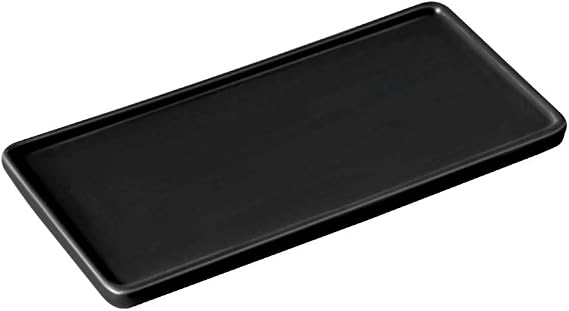 Ceramic Bathroom Sink Tray - Small Rectangle Kitchen Organizer for Jewelry, Towel, Candles, Soap, Perfume - Decoration for Tub, Restroom, Toilet - Small Black