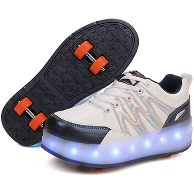 Kids Roller Shoes - Upgraded 4 Wheels 16 LED Model Rechargeable Colorful Girls Boys Sneaker Retractable Wheels Skateboarding Shoes for Beginner More Balanced Party Birthday Christmas Best Gift