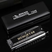 Swan 12Hole 48 Tone Chromatic Harmonica C Key Black Metal Professional Mouth Harmonica Playing Musical Instruments Gifts for Music lovers
