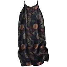 Women Floral Print Sleeveless Cami Slip Dress Vintage Spaghetti Strap Summer Dress