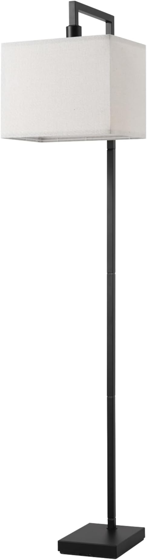 Globe Electric 61000052 60" Floor Lamp, Matte Black, Square White Fabric Shade, On/Off Rotary Switch on Socket, Square Rod, Reading Lamp, Home Office Accessories, Home Decor, Home Improvement