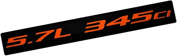 5.7L 345ci RED on Black Highly Polished Real Aluminum Emblem Compatible with Dodge Ram Chrysler Jeep International Harvester IH Hemi
