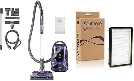 Kenmore 600 Series Friendly Lightweight Bagged Canister Vacuum with Pet PowerMate, Pop-N-Go Brush, 2 62731 HEPA Media Vacuum Cleaner Exhaust Air Filter for Canister Vacuum 81615