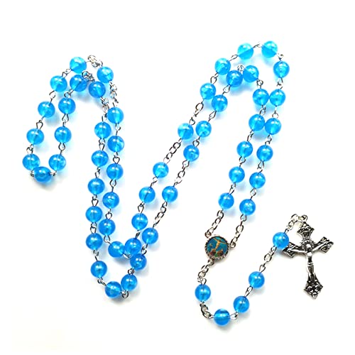 COOLHOOD Catholic Rosary Glow in the Dark Rosary Beads Religious Luminous Necklace Jesus Christ Cross Pendant Necklace Prayer Beads Jewelry