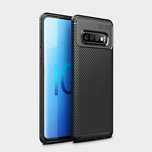 Spia Samsung Galaxy S10 Case Black Carbon Silicone Original Flexible Thin Improved Durable Anti-Shock Protector New Generation Design Samsung Galaxy S10, Black