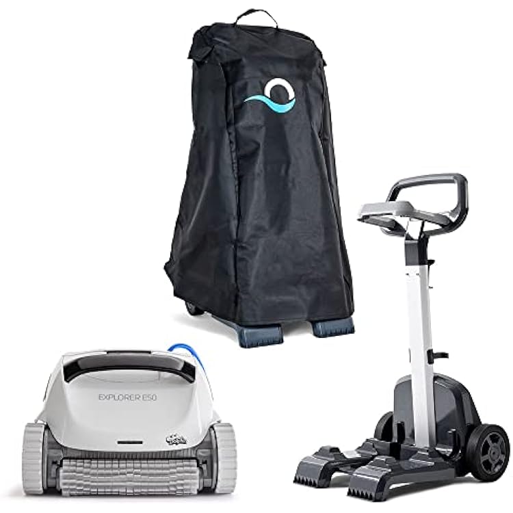 Dolphin Explorer E50 Wi-Fi Automatic Robotic Pool Vacuum Cleaner Includes Caddy and Classic Cover for Storage and Protection, Ideal for Inground Pool Up to 50 FT in Length